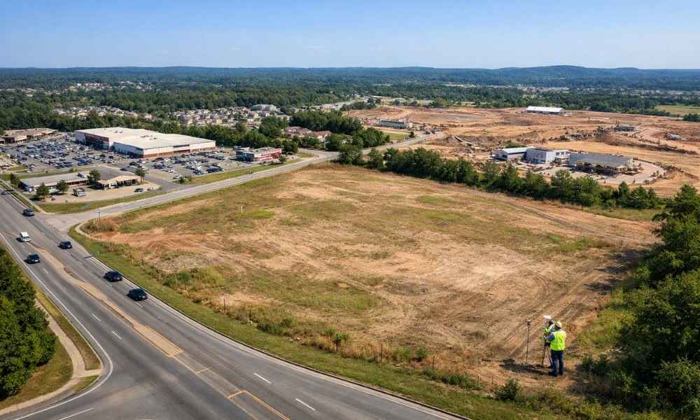 Commercial land development site in Alabaster Alabama showing property conditions before an ALTA survey